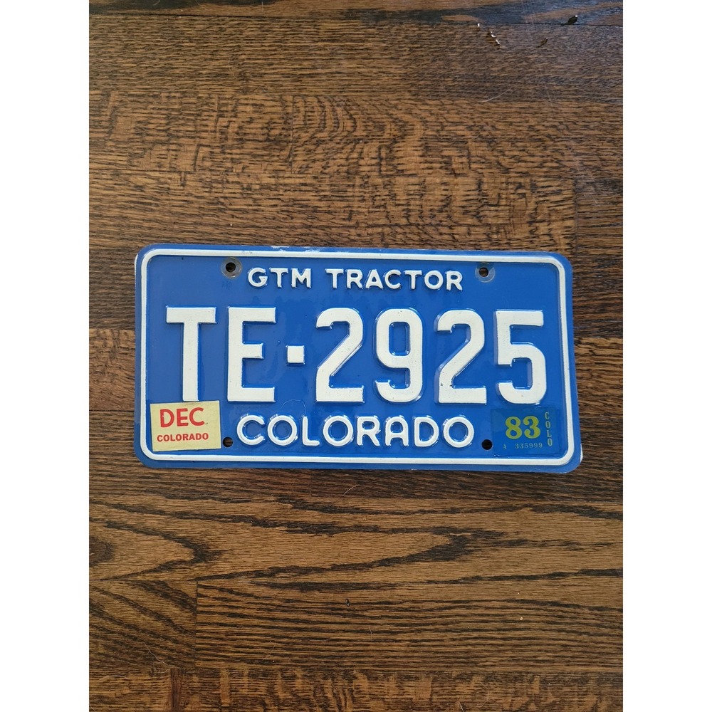 Colorado GTM TRACTOR License Plate Tag 1983 TE 2925 - See Pictures